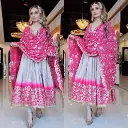 Heavy Pure Chinon and Digital Print Full Sleeve Gown with Dupatta