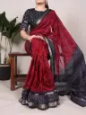 Polyester Viscose Chanderi Bandhni Print Saree