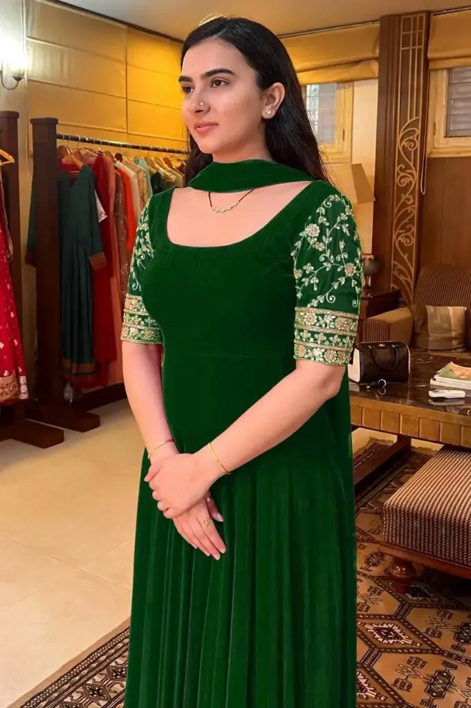 Heavy Fox Georgette Embroidery Zari  Work Gown With Dupatta