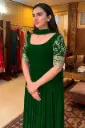 Heavy Fox Georgette Embroidery Zari  Work Gown With Dupatta