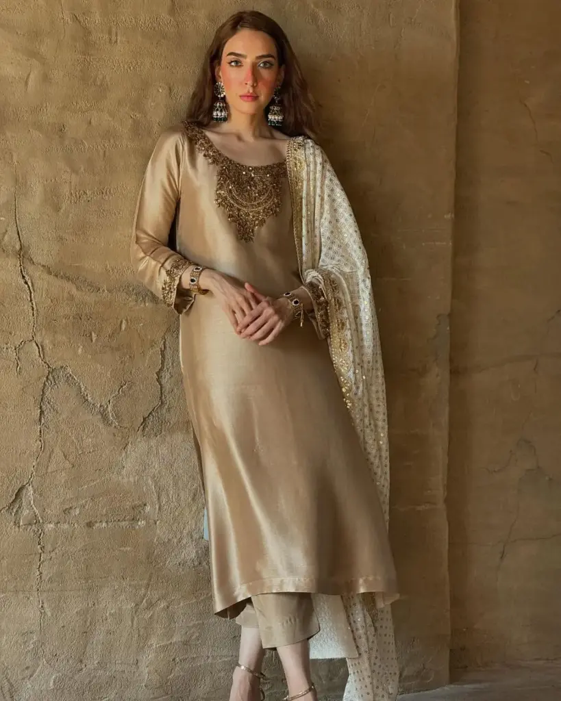 Partywear Pure Devsena Silk Long Kurti-Bottom And Dupatta Set