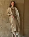 Partywear Pure Devsena Silk Long Kurti-Bottom And Dupatta Set
