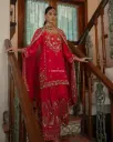 Designer Partywear Heavy Embroidery Chinon Silk  Plazo Set