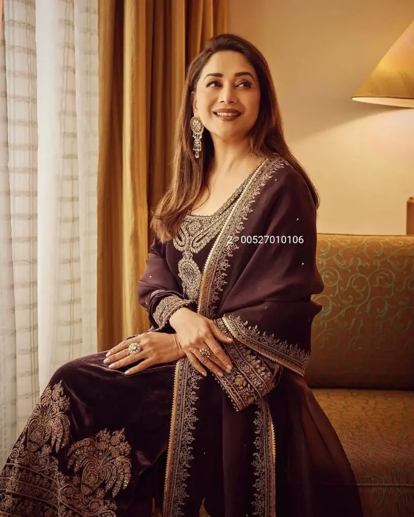 Madhuri Dixit Inspired Partywear Top-Bottom-Dupatta Set