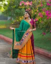 Traditional Pure Dola Tusser Silk Lehenga Choli with Attached Cancan