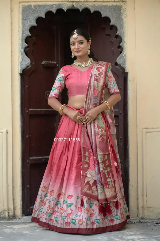Designer Partywear Pure Manipuri Silk Lehenga Choli