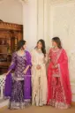 Premium Designer Partywear Top-Sharara-Dupatta Set