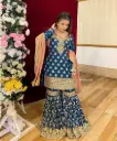 Faux Georgette Top Sharara With Dupatta