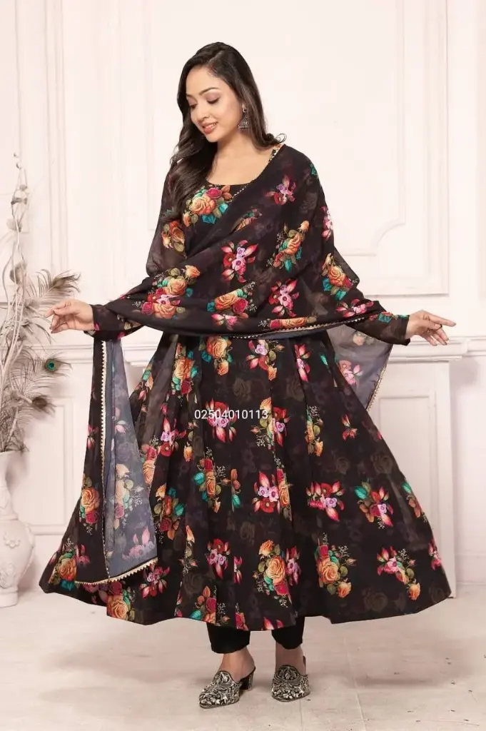 Faux Georgette Floral Printed Anarkali Suit 