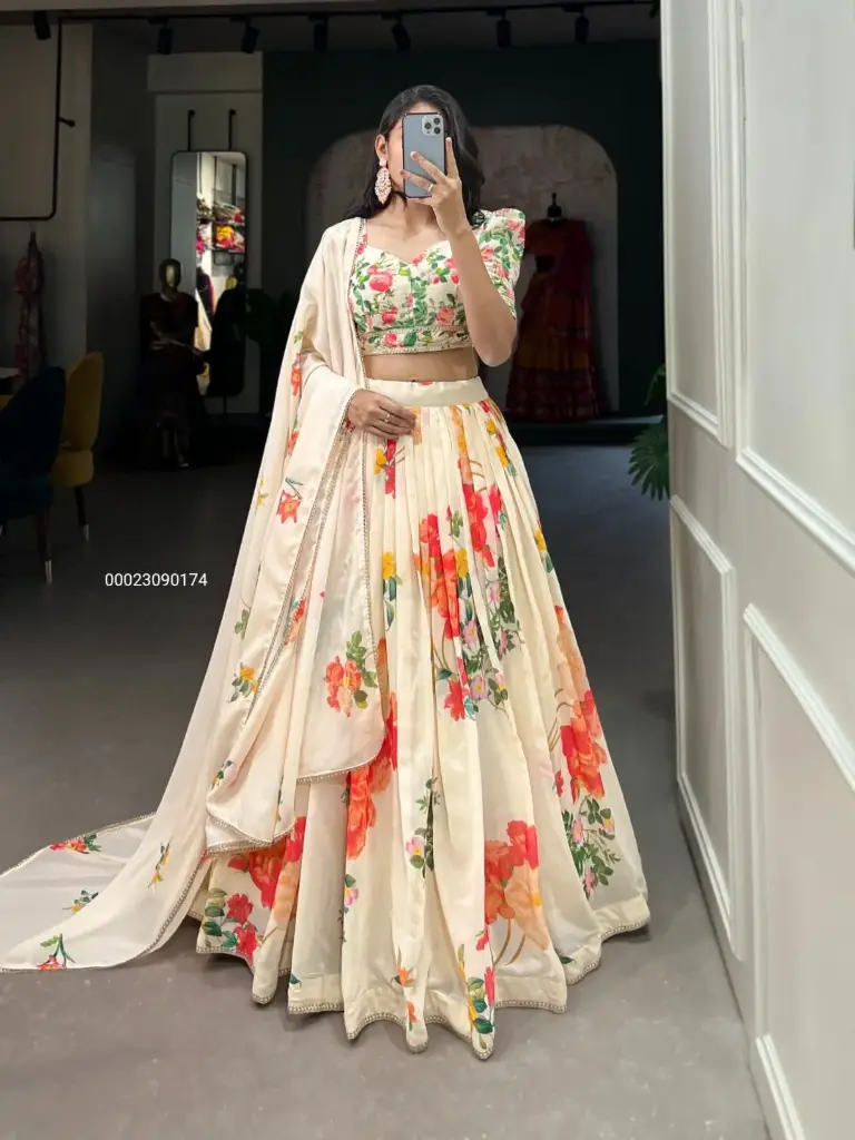 Partywear Georgette Floral Print Lehenga Choli