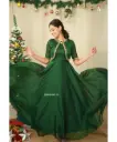Sparkling Georgette Complete Lining Green Gown with Attached Koti