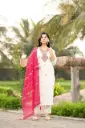 Roman Silk with Beautiful Embroidery With Sequence Work Kurti Pant Dupatta Set