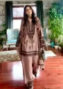 French Crepe With Sequence Embroidery Work Farsi Salwar Suit 