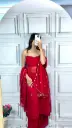 Partywear Faux Georgette Gown with Palazzo and Dupatta