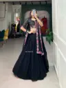 Designer Partywear Black Embroidery Work Lehenga choli set with Cancan