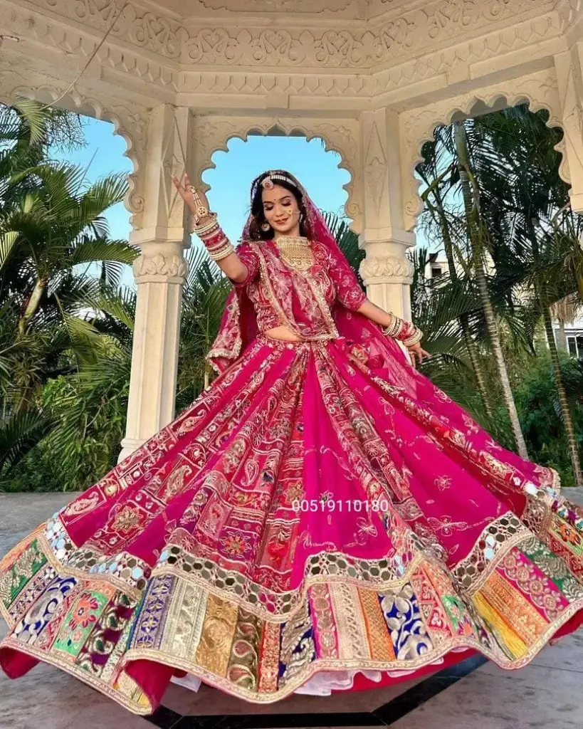 Heavy Muslin Cotton With Digital Print With Real Mirror Work  Printed Lehenga Choli