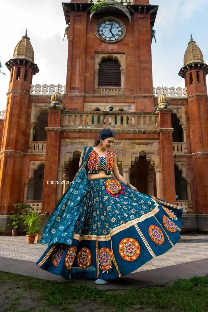 Pure Rayon Printed & Gamthi work Traditional Lehenga Choli 