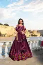 Designer Tussar Silk Floral Print With Foil Work Lehenga Choli