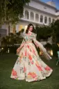 Georgette Floral Print With Lace Border Partywear Lehenga Choli