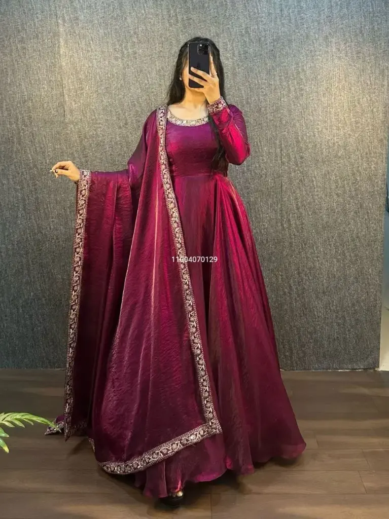 Festive Wear Fendy Silk Anarkali Gown with Dupatta 