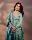 Bhumi Pednekar Inspired Chinon Silk Anarkali Gown with Pant &  Dupatta