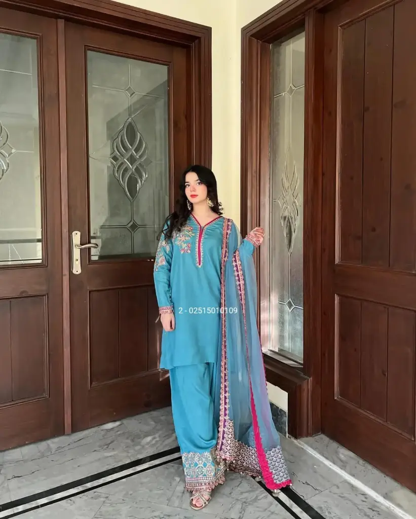 Designer Partywear Top Plazo & Dupatta Set