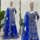 Chinon Silk Thread & Sequence Work Suit with Organza Dupatta