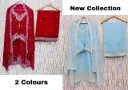 Designer Faux Georgette Embroidered Suit with Fancy Latkan and Dupatta