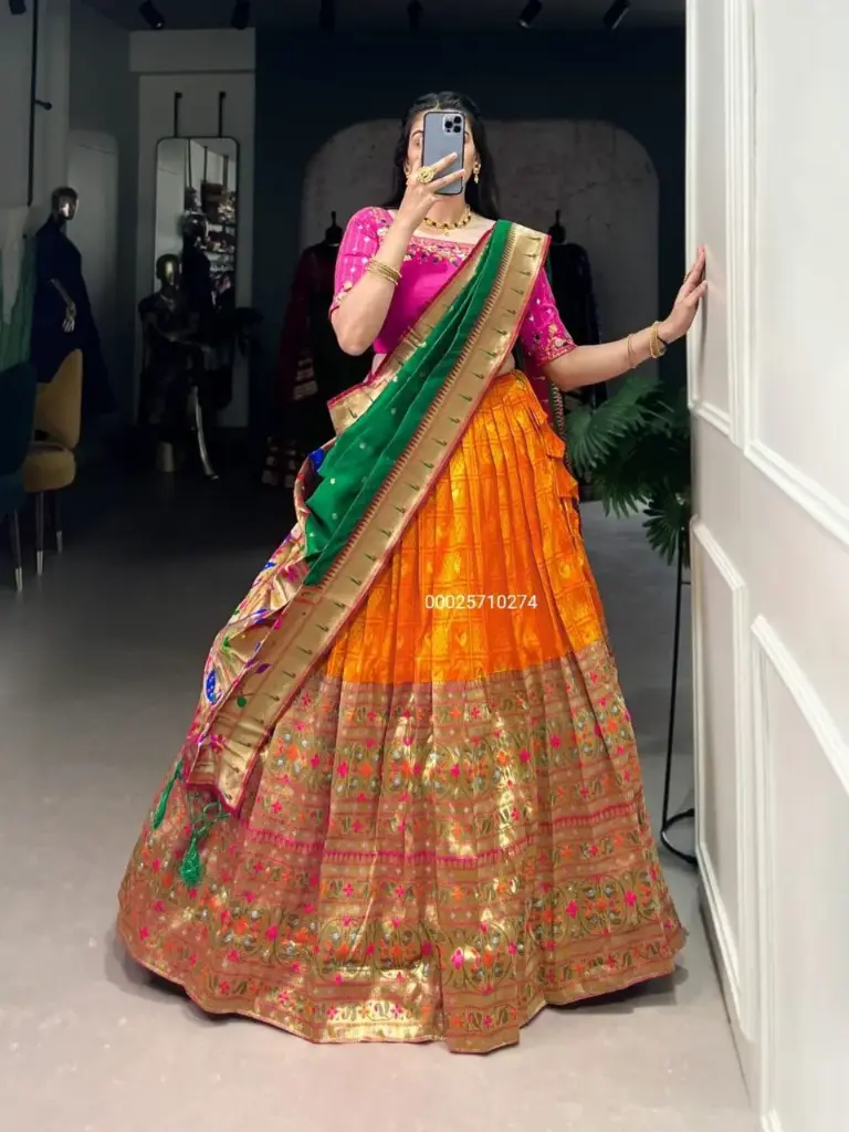 Maharashtrian Style Paithani Lehenga Choli With Dupatta