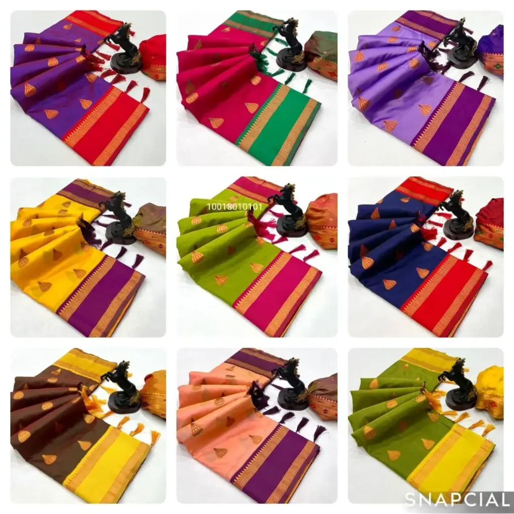 Pure Soft Silk Ganesh Modak Print Paithani Saree With Blouse Piece 