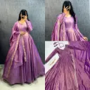 Trending Banarasi Tissue Two Tone Anarkali Gown With Dupatta 
