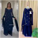 Faux Georgette Festive Collection Kurti Plazzo & Dupatta Set