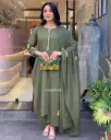 Pure Chanderi Silk Gorgeous Embroidered Work & Dupatta Set 