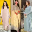 Pearl Moti Handwork Faux Georgette Kurti Pant With Dupatta Set