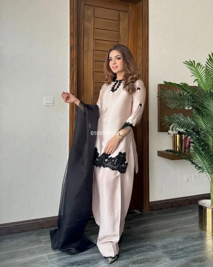 Farsi Salwar Suit In Three Piece With Beads And Sequence Embroidery Work