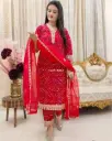 Festive Wear Red Kurta Set with Net Dupatta