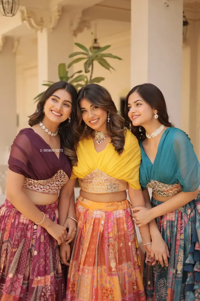 Wedding Special Designer Indo Western Puff Sleeve Blouse with Choli