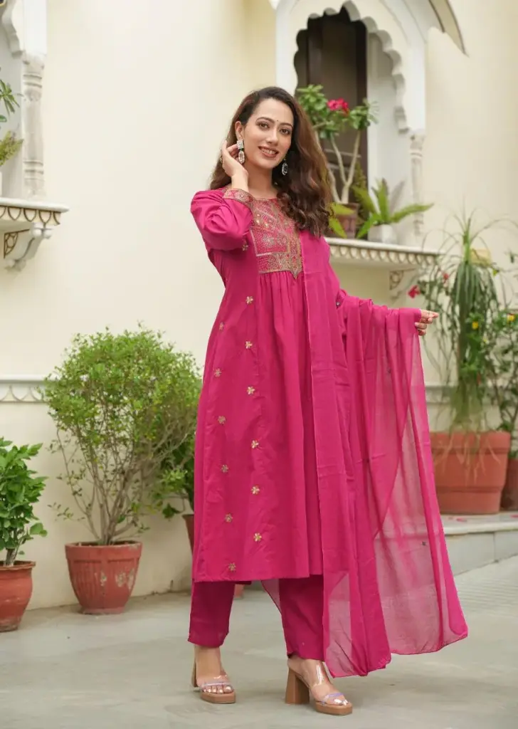 New Pink Anarkali Kurta Set