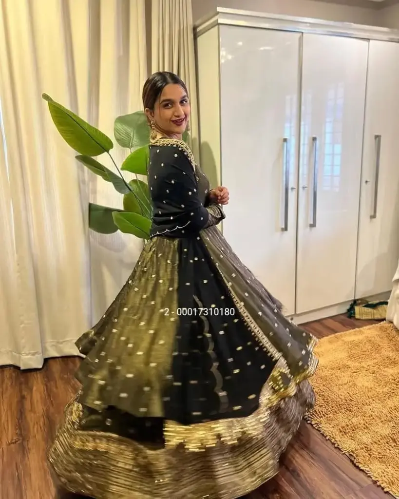 Partywear Chinon Silk Kurti & Lehenga Set