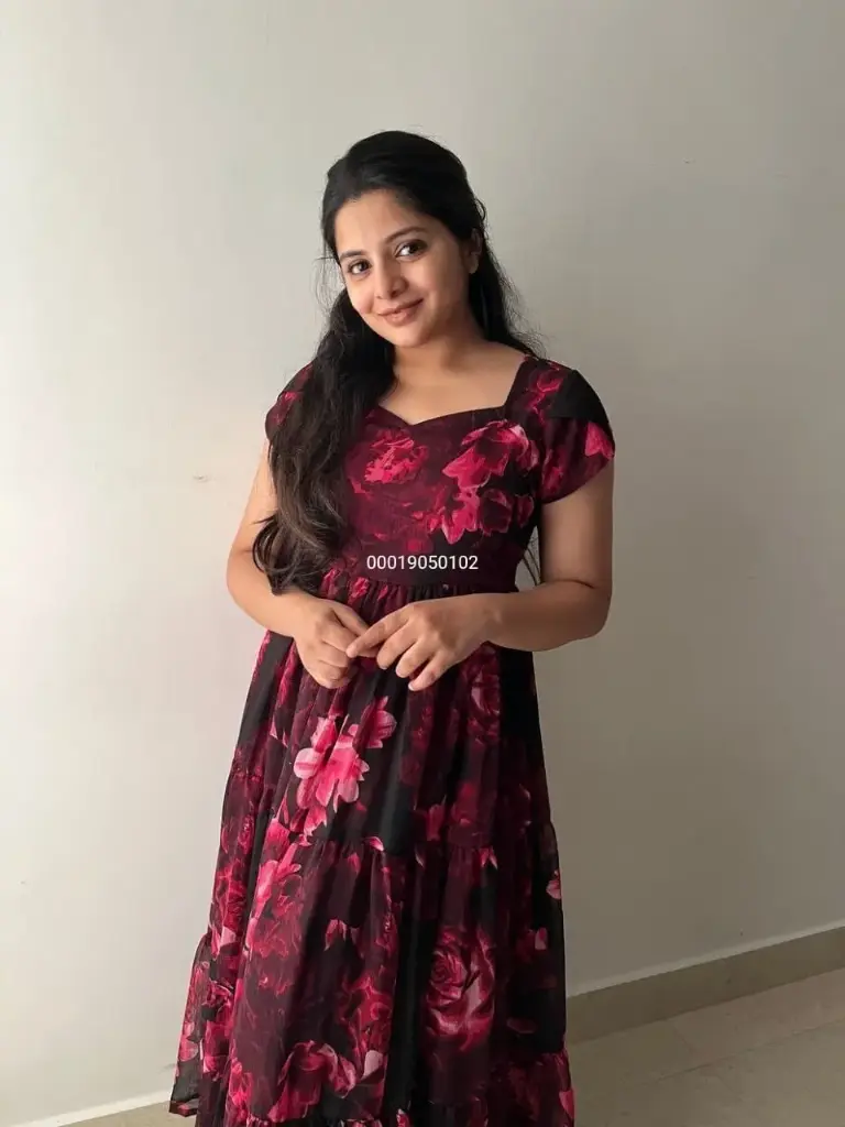 Premium Faux Georgette Floral Print Frock for Woman