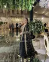Partywear Embroidery work Black Anarkali Gown with Pant & Dupatta