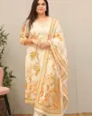 Yellow Cotton Kurti Dupatta & Pant Set 