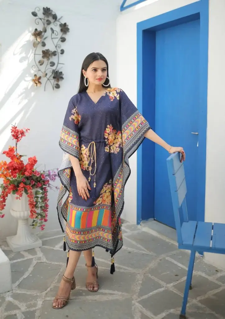 Premium Designer Chinon Printed  Readymade Kaftan