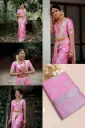 Partywear South Indian Style Soft Lichi Silk Saree with Blouse Piece