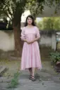 Elegant Heavy Chinon Plain Frock For Woman