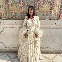 Off white Partywear Anarkali gown with Dupatta