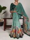 Georgette Floral Print Saree with Blouse Piece 