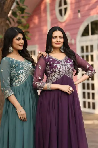 Designer Faux Georgette Fully Stitched Gown