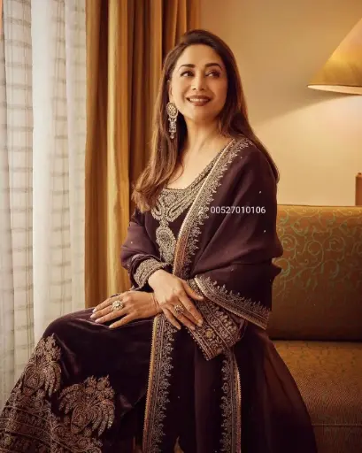 Madhuri Dixit Inspired Partywear Top-Bottom-Dupatta Set