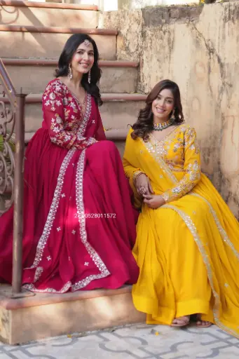 Faux Blooming With Embroidery Zari Sequins Work Gown